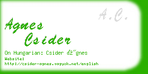 agnes csider business card